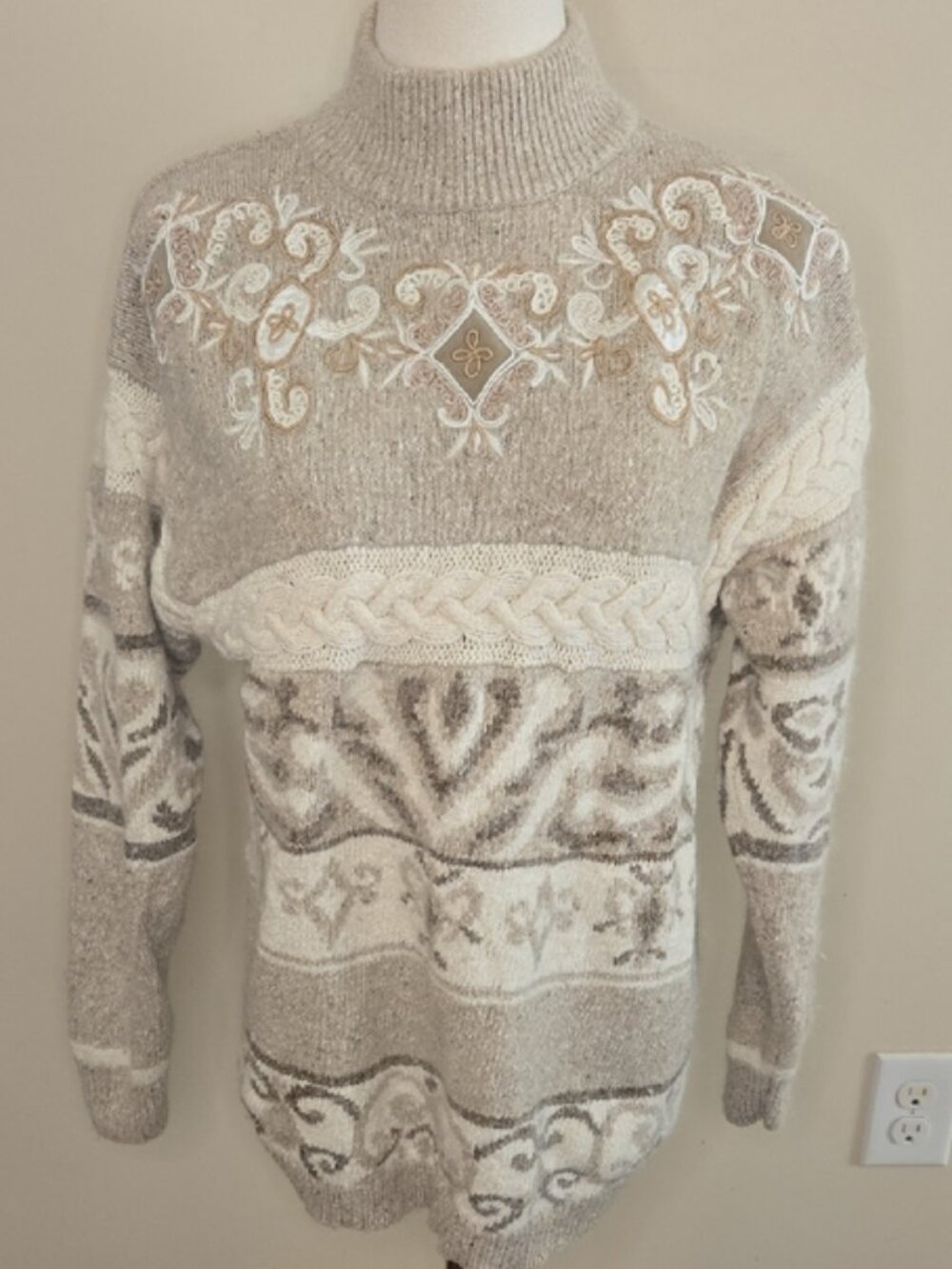 Vintage Angora Lambswool Sweater Romantic‎ Cottagecore Fair Isle Knit